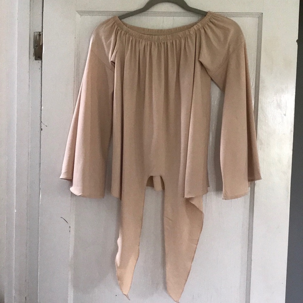 Off the Shoulder Bell Sleeve Top with Tie
